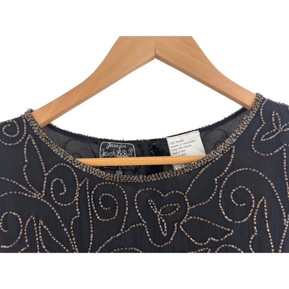 Jean for Joseph LeBron Black Gold Beaded Long Gown Dress Size 26W 4X New Wedding - Picture 2 of 9